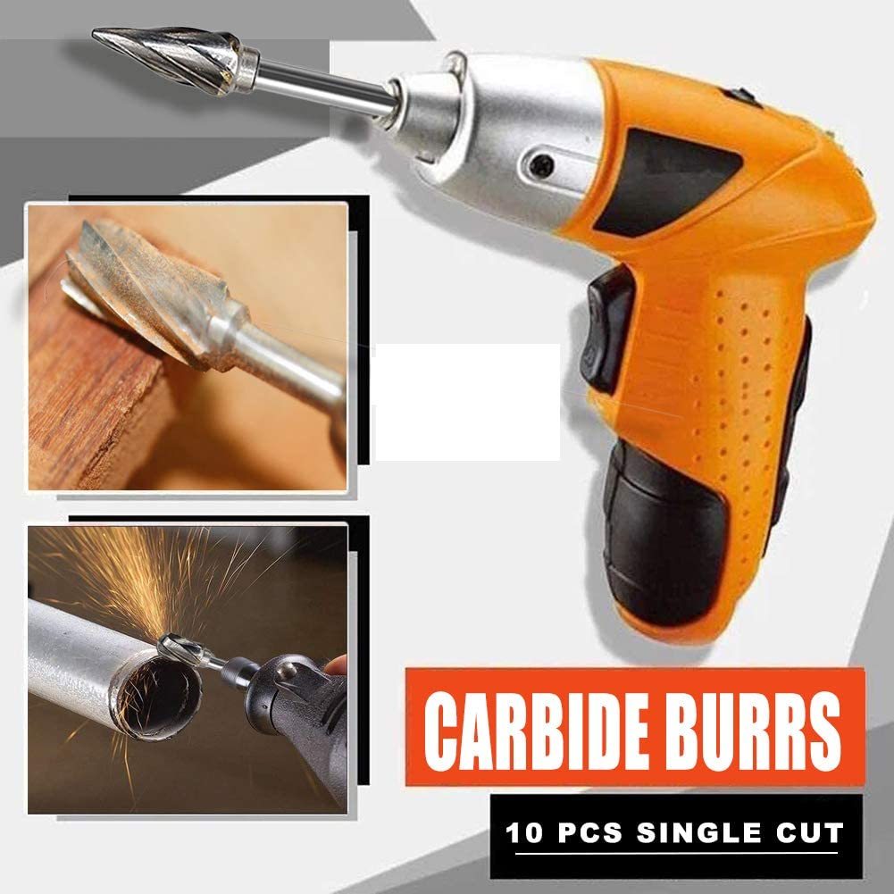 10-Piece 3mm Carbide Burr Set for Metal Grinding & Polishing