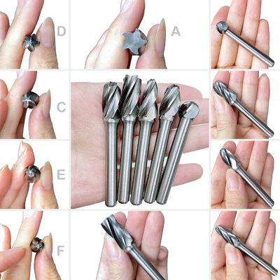 Quality Multi-shape Aluminum Tooth Rotary Burr Set 1/4" Shank for Die Grinders factory