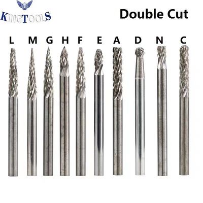20PC Double Cut Carbide Burr Set - 0.118&quot; (3mm) Shank, Rotary Tool Cutting Burrs