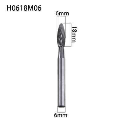 H Shape 6mm Flame Carbide Burr / Die Grinder Bits For Aluminum Full Size